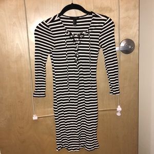 Black and white striped dress